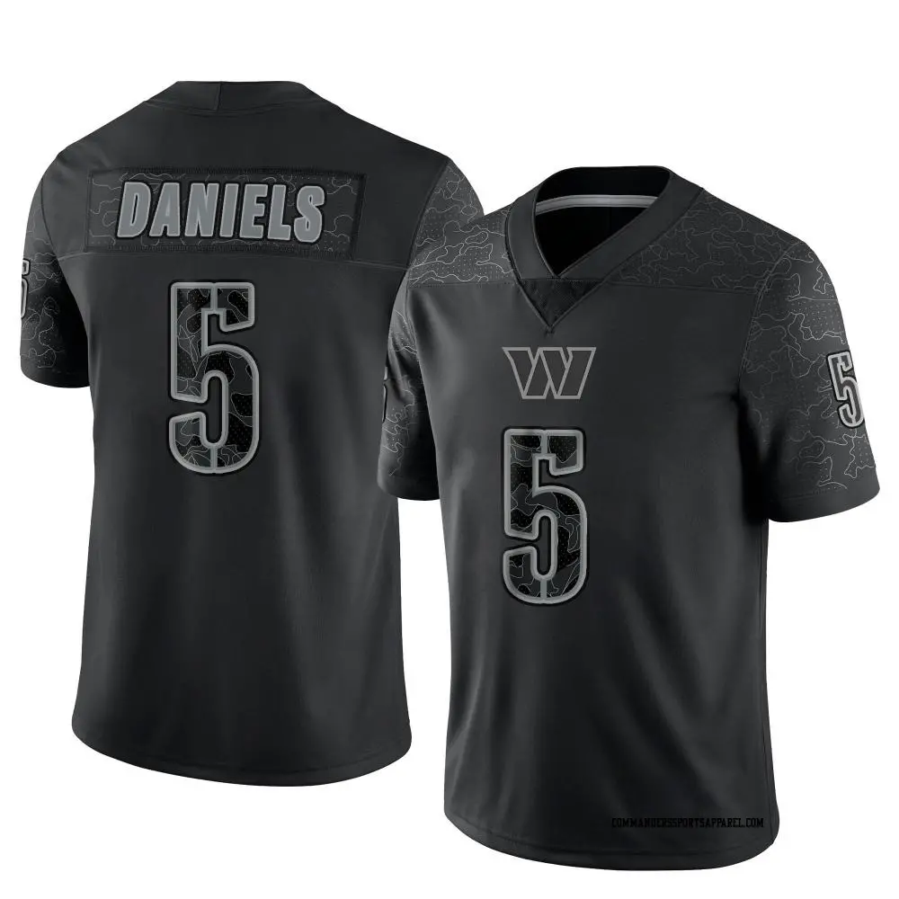 Limited Black Men's Jayden Daniels Washington Commanders Reflective Jersey