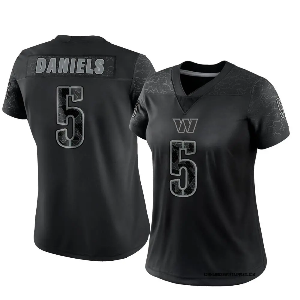 Limited Black Women's Jayden Daniels Washington Commanders Reflective Jersey