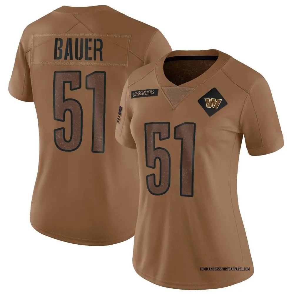 Limited Brown Women's Bo Bauer Washington Commanders 2023 Salute To Service Jersey